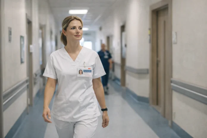 pielęgniarka na korytarzu szpitala