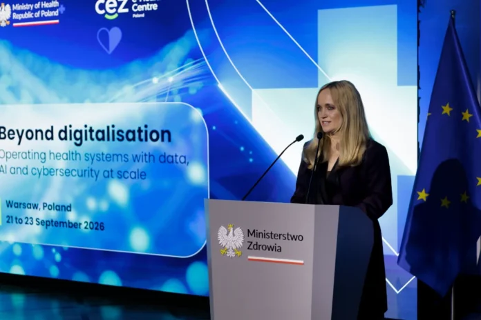 Jolanta Sobierańska-Grenda podczas konferencji „Beyond digitalisation - operating health systems with data, AI and cybersecurity at scale”
