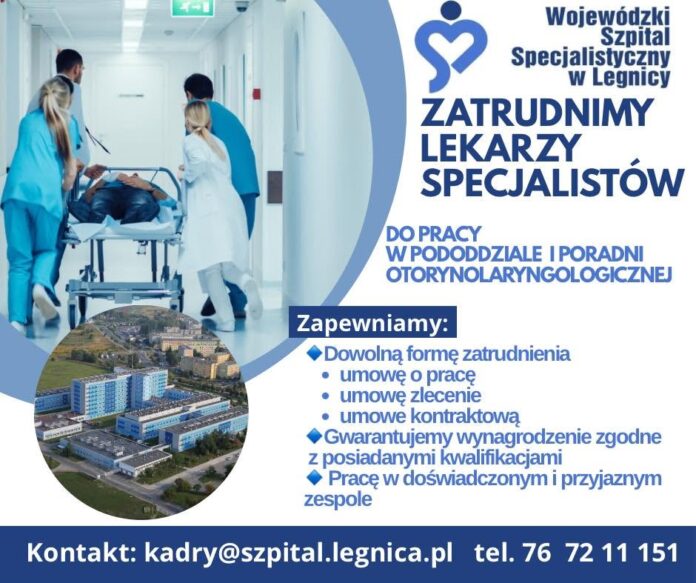 Praca dla otorynolaryngologów. Dołącz do zespołu w Legnicy